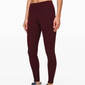 Lululemon Speedup Tight with pockets 28” burgundy - women’s size 4